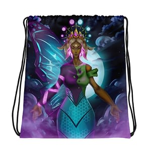 Drawstring bag featuring goddess metamorphosis