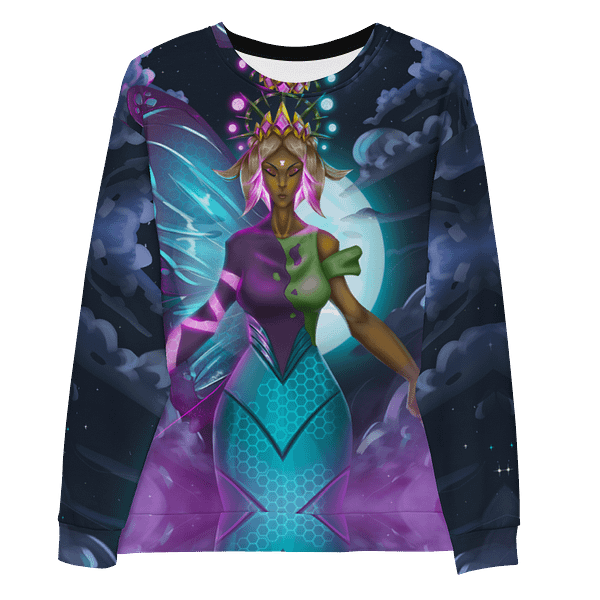 sweatshirt featuring goddess metamorphosis