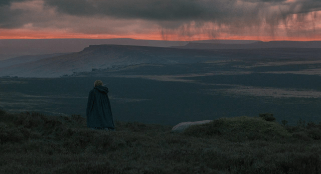 woman in the dark landscape