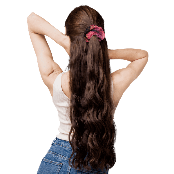 scrunchie metamorphosis in long hair